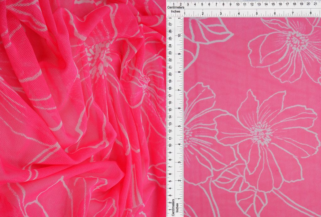 MESH-MS11082 / FUCHSIA / 90%POLY 10%SPAN MESH FLORAL PRINT
