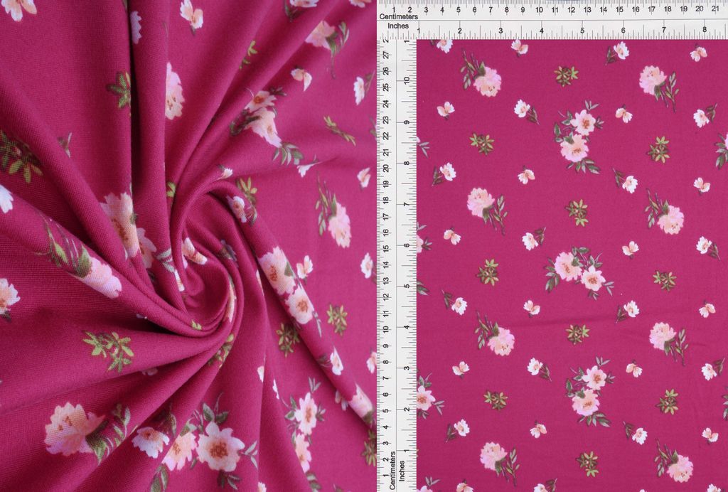 KNT2100-MS11142 / MAGENTA / 96%POLY 4%SPAN DTY BRUSH FLORAL/FLOWER
