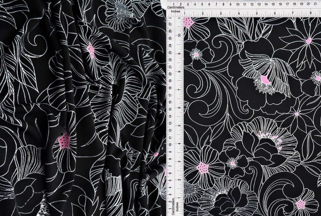 KNT1389-MS10070 / BLACK / 96% Poly 4% Spandex DTY Pucci Floral Print
