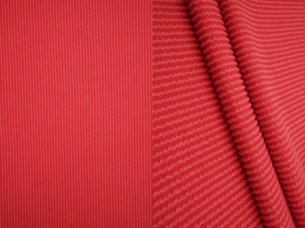 KNT4463 / RED / 80%POLY 15%RAY 5%SPAN KNIT JACQUARD RIB