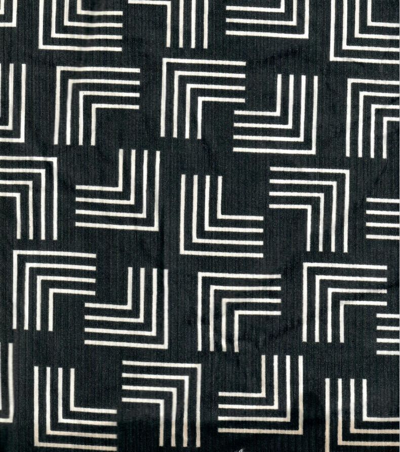 KNT3422-MS11156 / BLACK/TAUPE / 94%POLY 6%SPAN 4X2 YUMMY RIB GEO PRINT