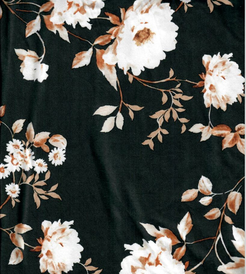 KNT2100-MS11153 / CHARCOAL / 96%POLY 4%SPAN DTY BRUSHED FLORAL PRINT