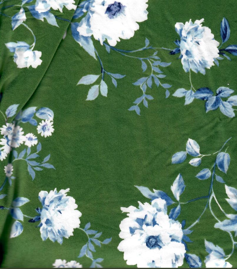 KNT2100-MS11153 / GREEN / 96%POLY 4%SPAN DTY BRUSHED FLORAL PRINT
