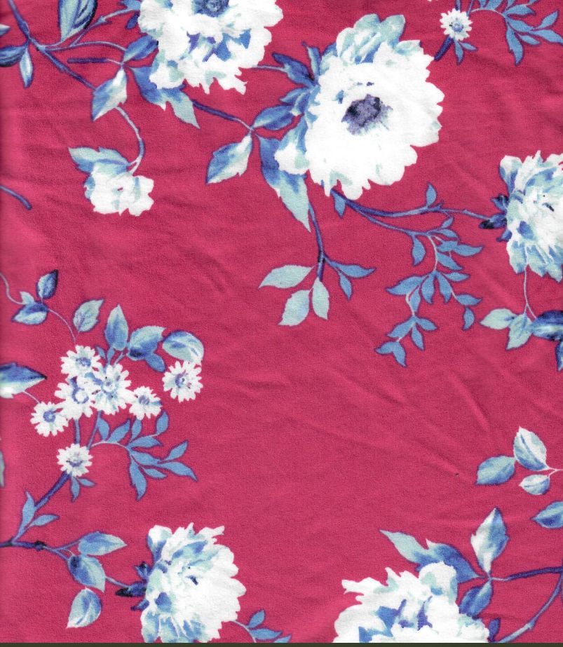KNT2100-MS11153 / MAGENTA / 96%POLY 4%SPAN DTY BRUSHED FLORAL PRINT