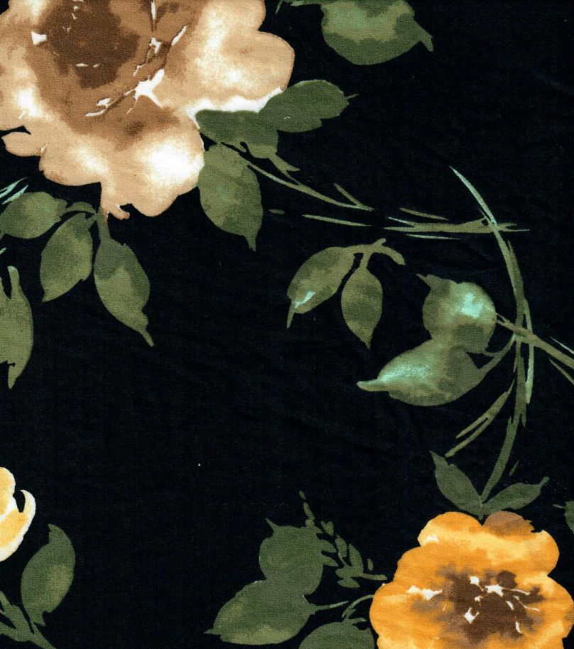 KNT2100-Q10111 / BLACK / 96%POLY 4%SPAN DTY BRUSHED FLORAL PRINT