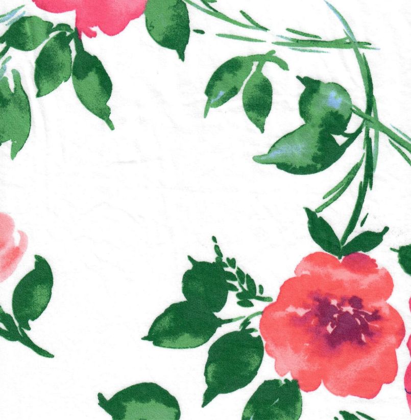 KNT2100-Q10111 / IVORY/FUCHSIA / 96%POLY 4%SPAN DTY BRUSHED FLORAL PRINT
