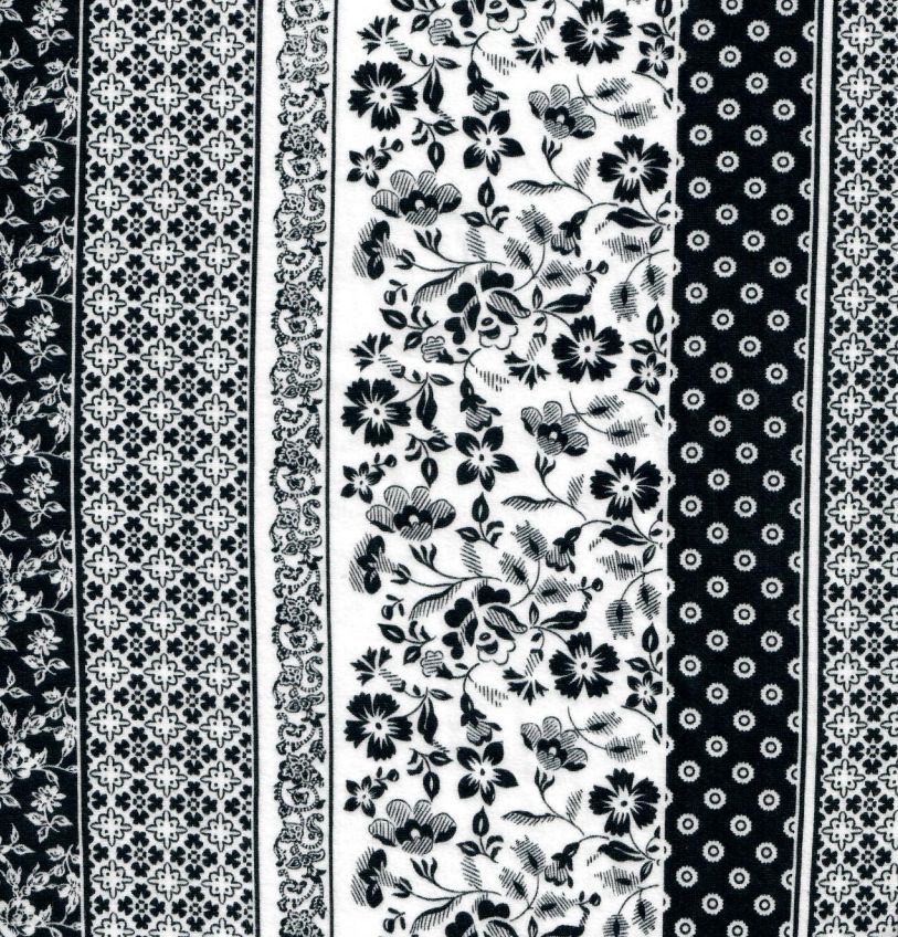 KNT2100-MS11097 / BLACK/WHITE / 96%POLY 4%SPAN DTY BRUSHED BOHO PRINT