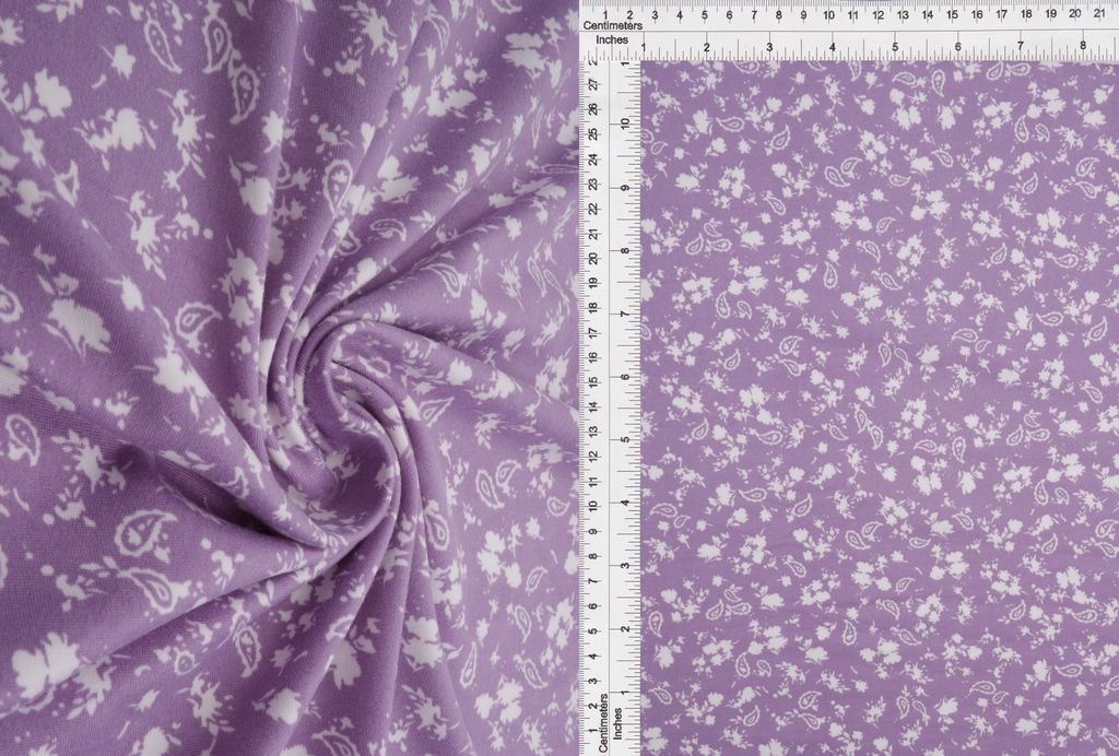KNT2100-MS01214 / LAVENDER / 96%POLY 4%SPAN DTY BRUSHED FLORAL/PAISLEY PRINT