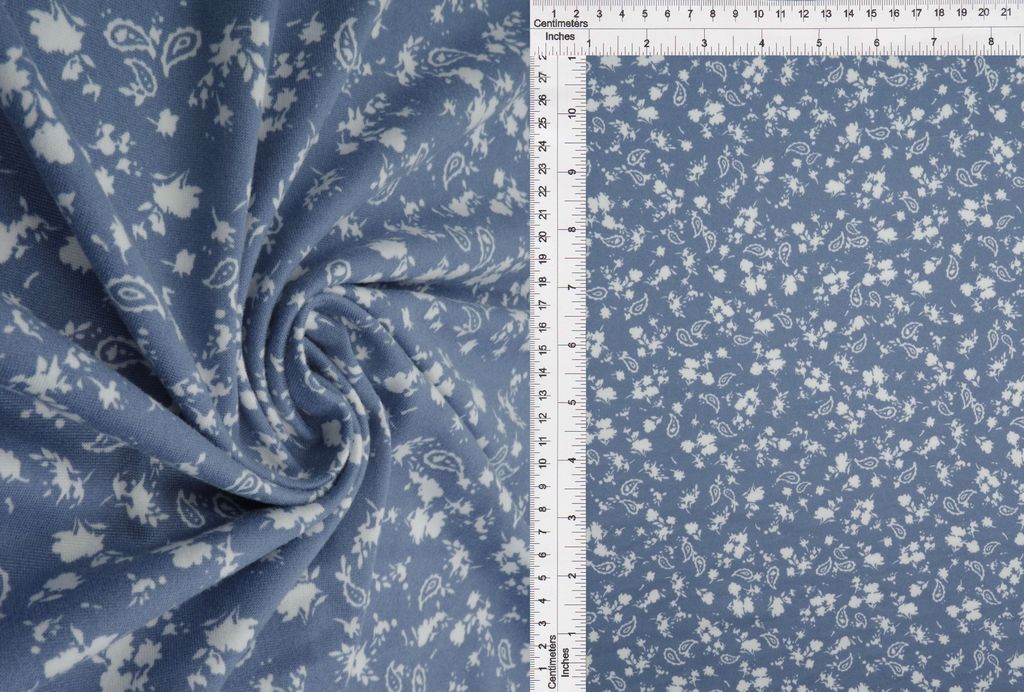KNT2100-MS01214 / CHAMBRAY / 96%POLY 4%SPAN DTY BRUSHED FLORAL/PAISLEY PRINT