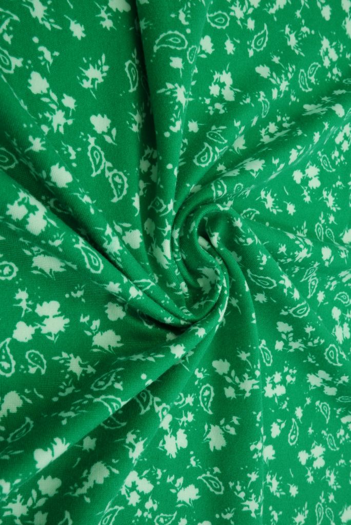KNT2100-MS01214 / GREEN / 96%POLY 4%SPAN DTY BRUSHED FLORAL/PAISLEY PRINT