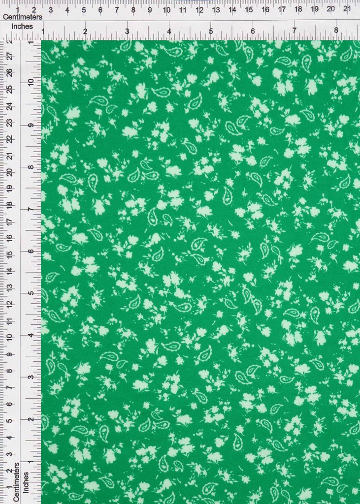 KNT2100-MS01214 / GREEN / 96%POLY 4%SPAN DTY BRUSHED FLORAL/PAISLEY PRINT