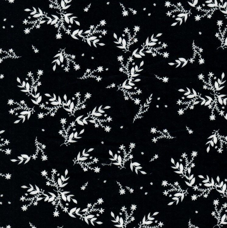 KNT2100-MS10331 / BLACK / 96% POLY 4%SPANDEX BRUSHED DTY LEAF PRINT