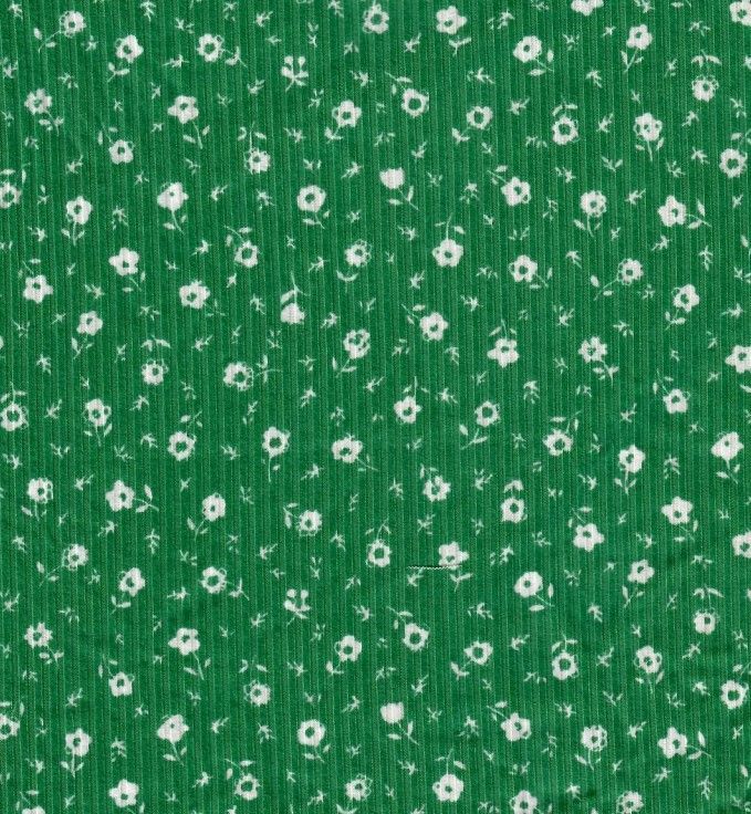 KNT3422-Q00135 / GREEN / 87%POLY 13%SPAN 4X2 YUMMY RIB DITSY FLORAL PRINT