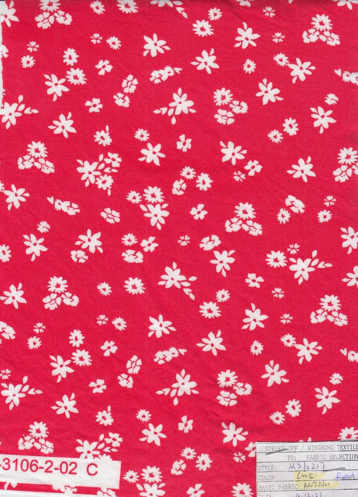 KNT2100-MS10217 / RED / 96%POLY 4%SPAN DTY BRUSH DITSY FLORAL/FLOWER