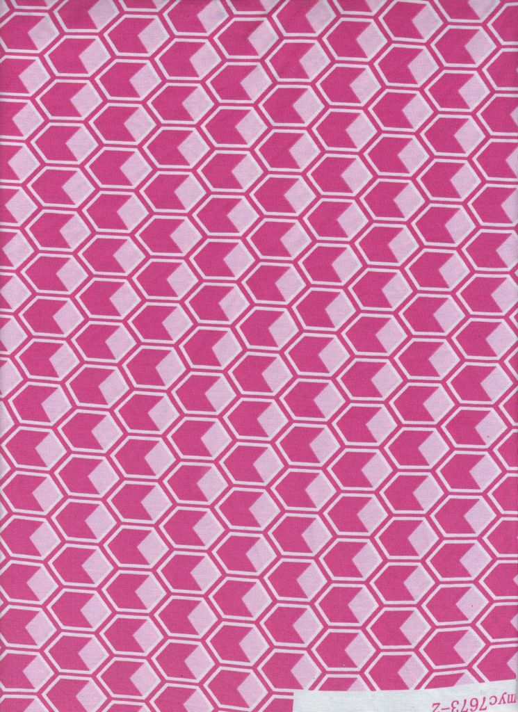 KNT1389-Q10619B / FUCHSIA / 96%POLY 4%SPAN DTY GEO PRINT