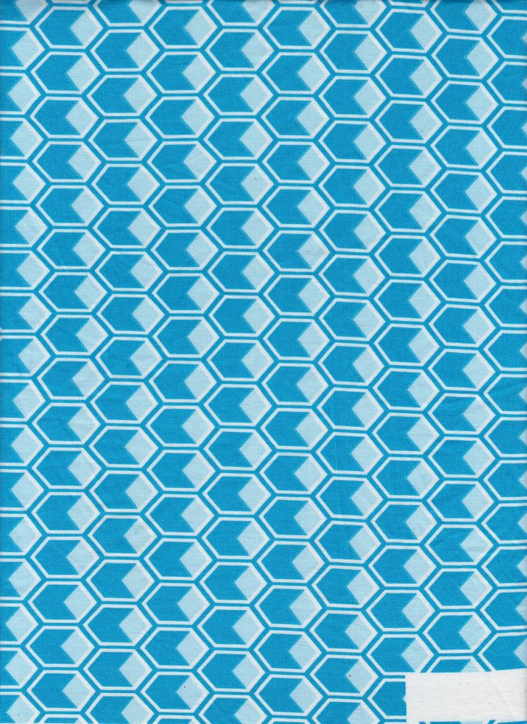 KNT1389-Q10619B / BLUE / 96%POLY 4%SPAN DTY GEO PRINT