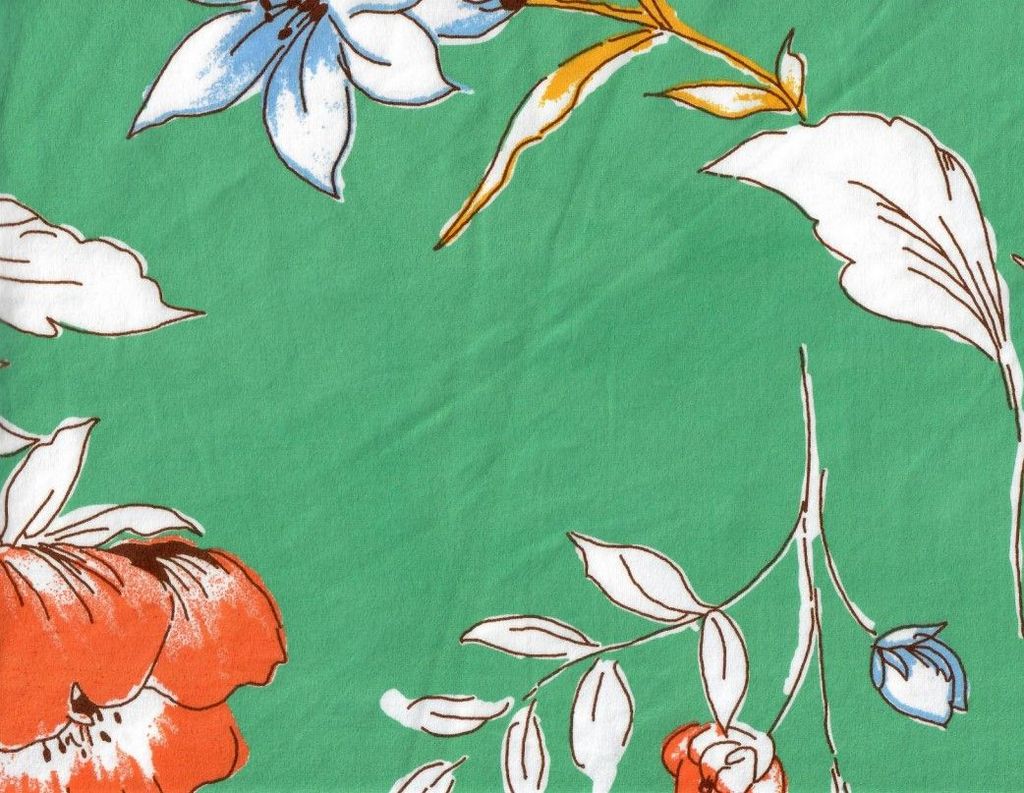 KNT2100-Q90327 / GREEN / 96%POLY 4%SPAN DTY BRUSHED OUTLINE FLOWER PRINT