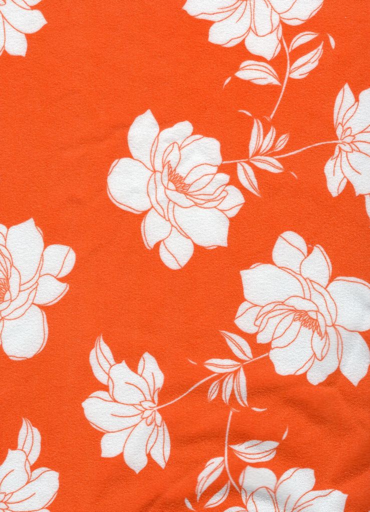 KNT3971-MS11070 / ORANGE / 95%POLY 5%SPAN FLORAL/FLOWER TECHNO CREPE PRINT