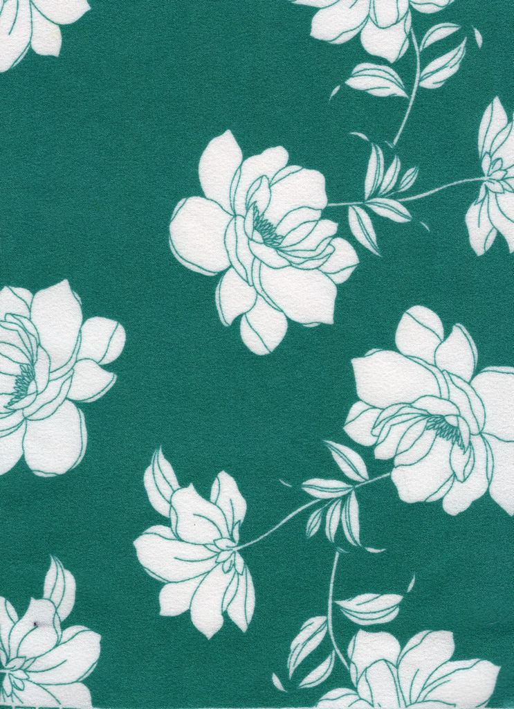 KNT3971-MS11070 / GREEN KELLY / 95%POLY 5%SPAN FLORAL/FLOWER TECHNO CREPE PRINT