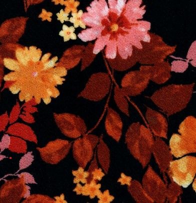 KNT2100-MS11119 / BLACK / 96%POLY 4%SPANDEX BRUSED DTY FLORAL PRINT