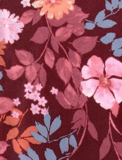 KNT2100-MS11119 / BURGUNDY / 96%POLY 4%SPANDEX BRUSED DTY FLORAL PRINT