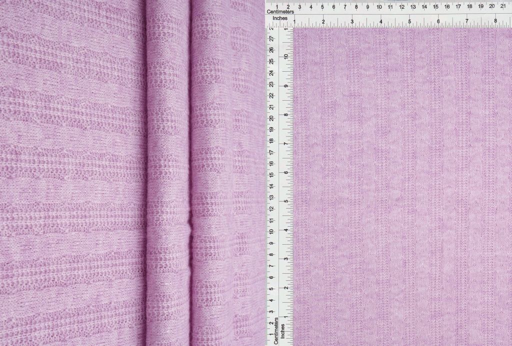 KNT1755R / LILAC-R / 95%POLY 5%SPAN KNIT JACQUARD CABLE KNIT SWEATER
