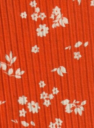 KNT4135-MS11160 / ORANGE / 87%POLY 13%SPAN 8X3 YUMMY RIB DITSY FLORAL PRINT