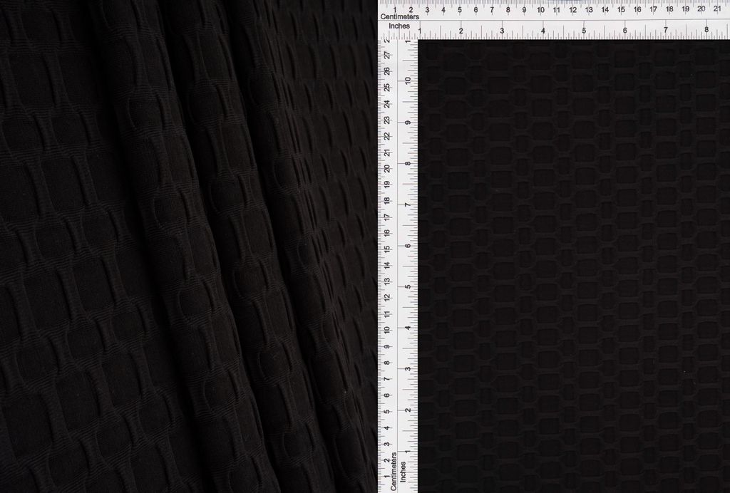 KNT4360 / BLACK-R / 92%POLY 8%SPAN HONEYCOMB KNIT SOLID