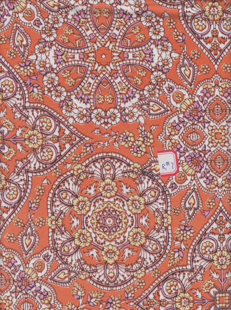 KNT1389-MS10076 / ORANGE / 95%POLY 5%SPANDEX MEDALLION PRINT