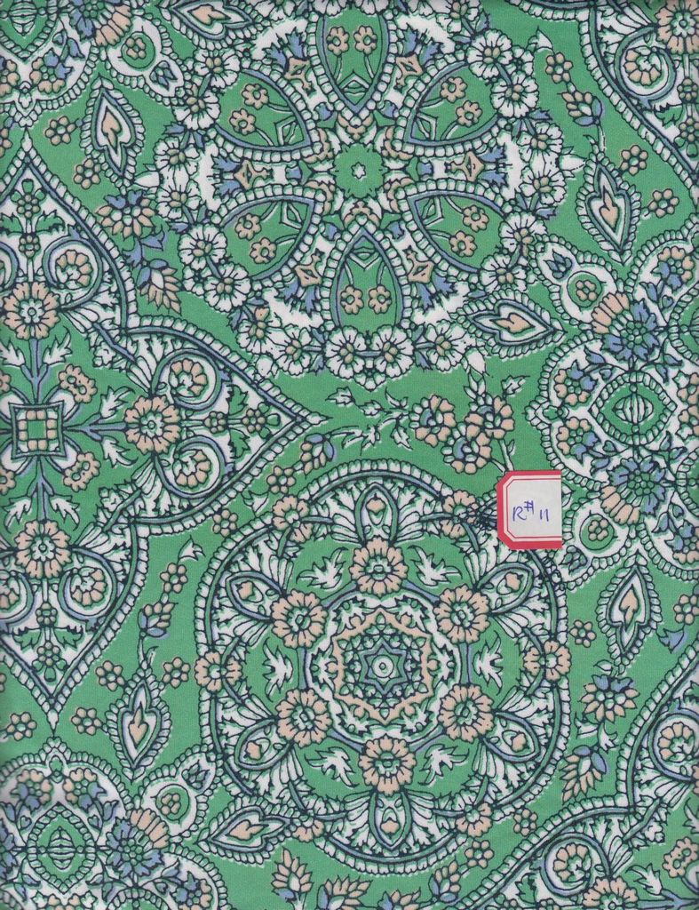 KNT1389-MS10076 / GREEN / 95%POLY 5%SPANDEX MEDALLION PRINT