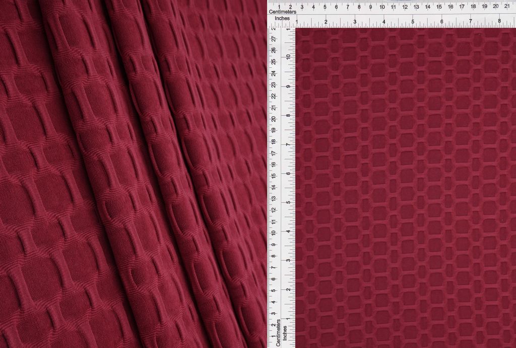 KNT4360 / BURGUNDY-R / 92%POLY 8%SPAN HONEYCOMB KNIT SOLID