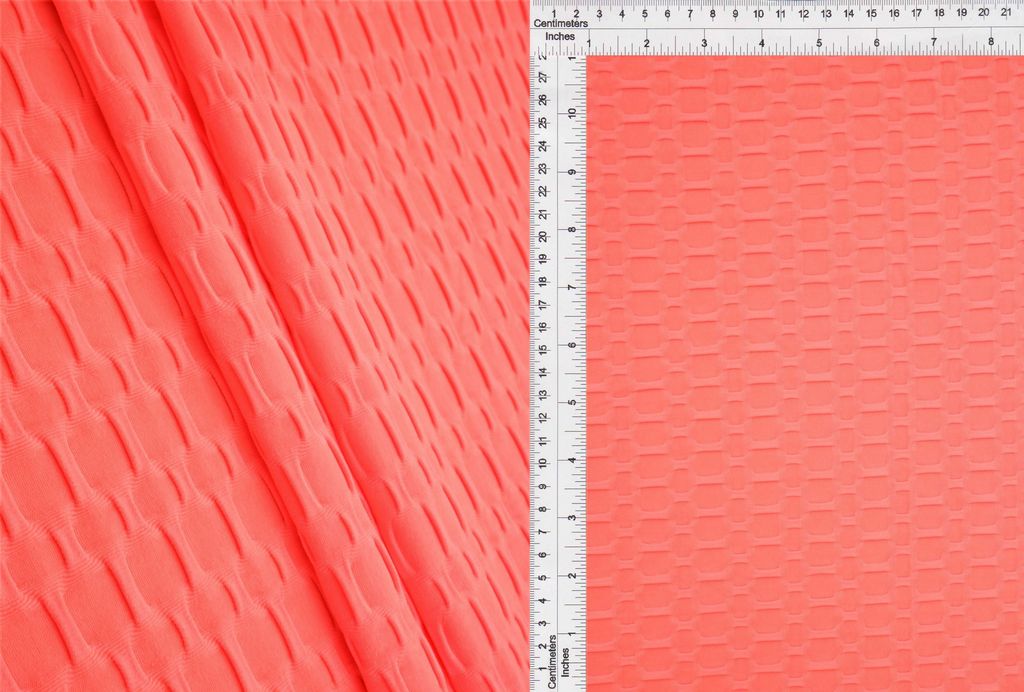 KNT4360 / N.CORAL TRUE-R / 92%POLY 8%SPAN HONEYCOMB KNIT SOLID