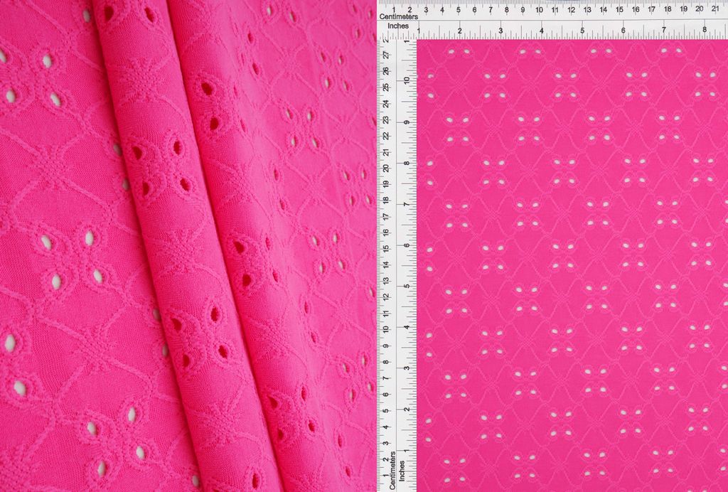 KNT4187 / PINK HOT / 97%POLY 3%SPAN DTY KNIT JACQUARD EYELET