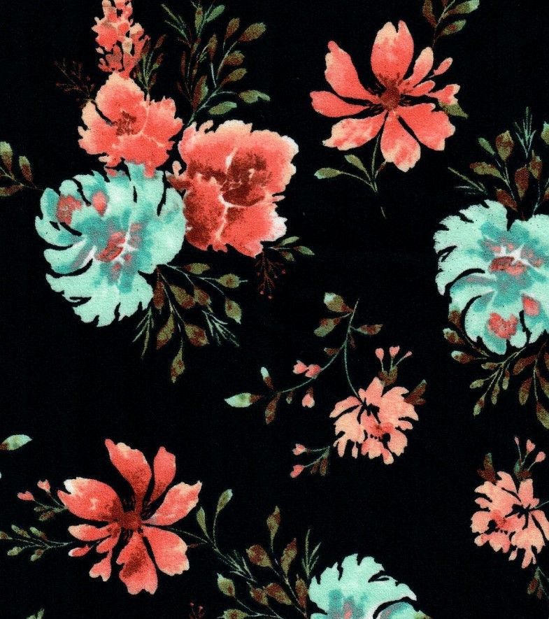 KNT3971-MS10416 / BLACK / 95%POLY 5%SPAN TECHNO CREPE FLORAL PRINT