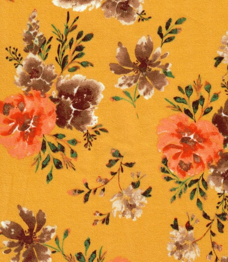 KNT3971-MS10416 / MUSTARD / 95%POLY 5%SPAN TECHNO CREPE FLORAL PRINT