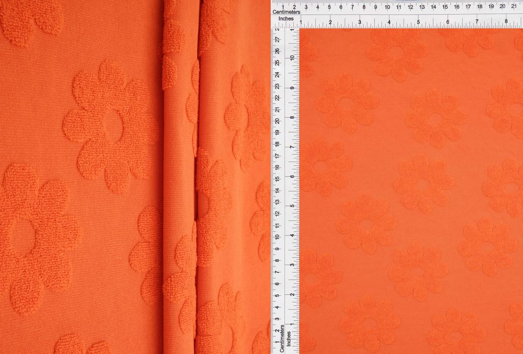 JACQ-4480 / ORANGE / 95%POLY 5%SPAN TOWEL DAISY FLORAL JACQUARD