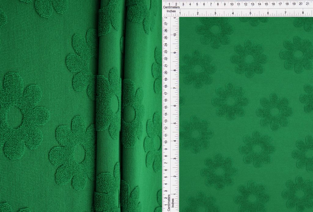 JACQ-4480 / GREEN / 95%POLY 5%SPAN TOWEL DAISY FLORAL JACQUARD