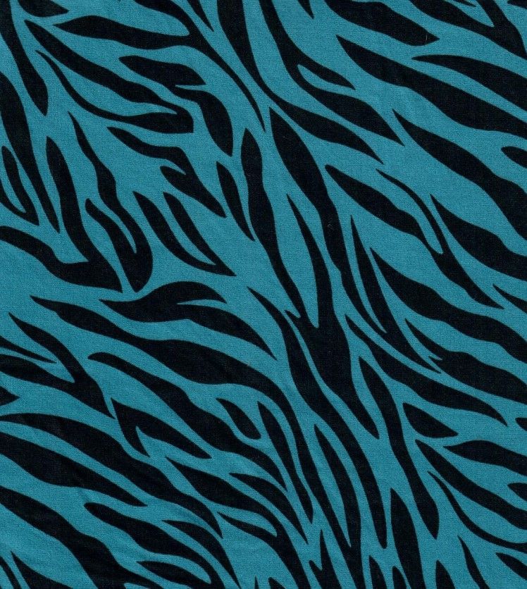 KNT2100-SE10129 / TEAL BLUE / 96%POLY 4%SPAN ZEBRA ANIMAL DTY BRUSHED PRINT