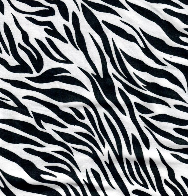 KNT2100-SE10129 / WHITE/BLACK / 96%POLY 4%SPAN ZEBRA ANIMAL DTY BRUSHED PRINT