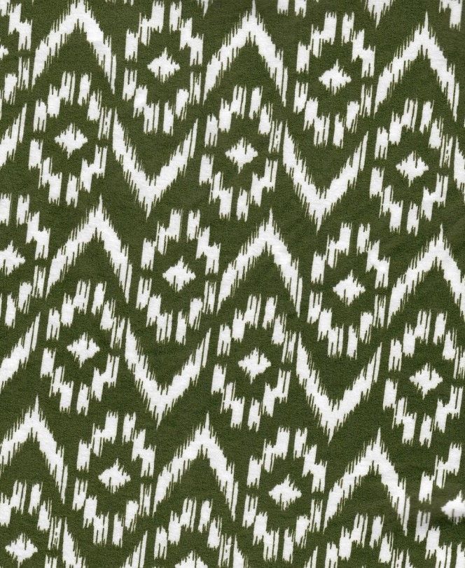 KNT2100-MS11196 / OLIVE / 96%POLY 4%SPAN DTY BRUSH TRIBAL PRINT