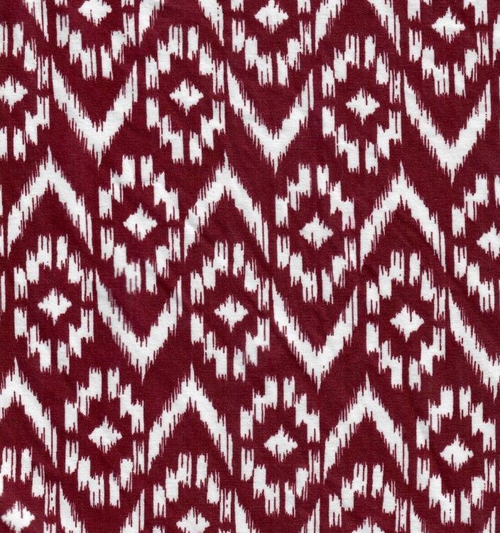 KNT2100-MS11196 / BURGUNDY / 96%POLY 4%SPAN DTY BRUSH TRIBAL PRINT