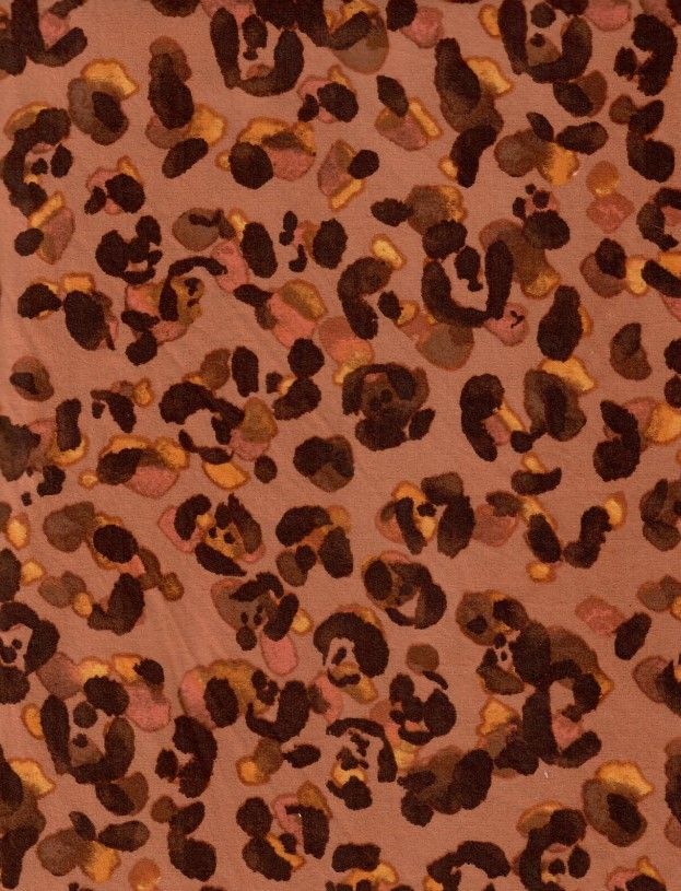 KNT2100-MS10425 / RUST/BROWN / 98%POLY 4%SPAN DTY BRUSHED LEOPARD PRINT