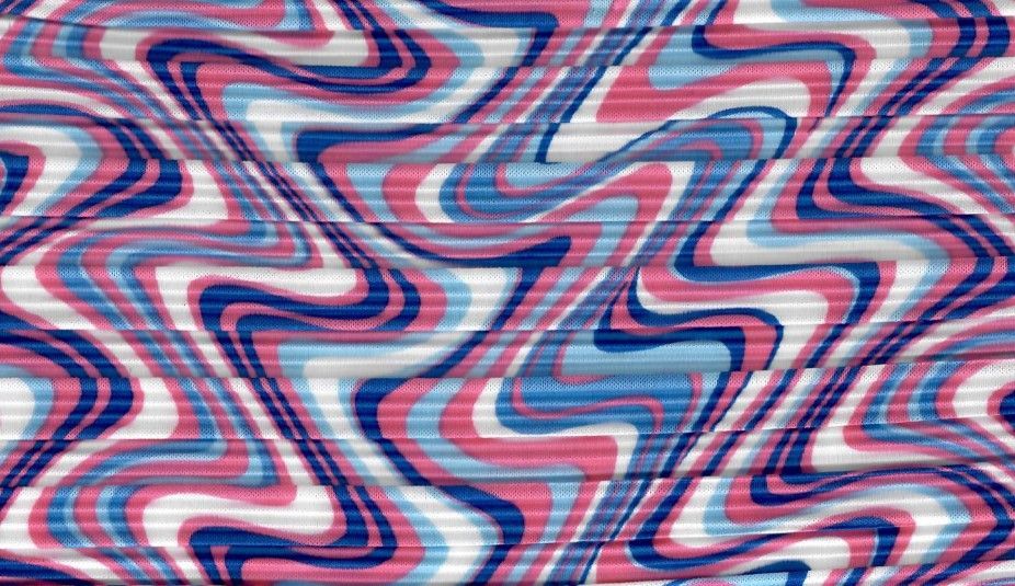 KNT4470-Q20501B / FUCHSIA/ROYAL / 100%POLY PLEATED/BODRE/INTERLOCK GEO/WAVE