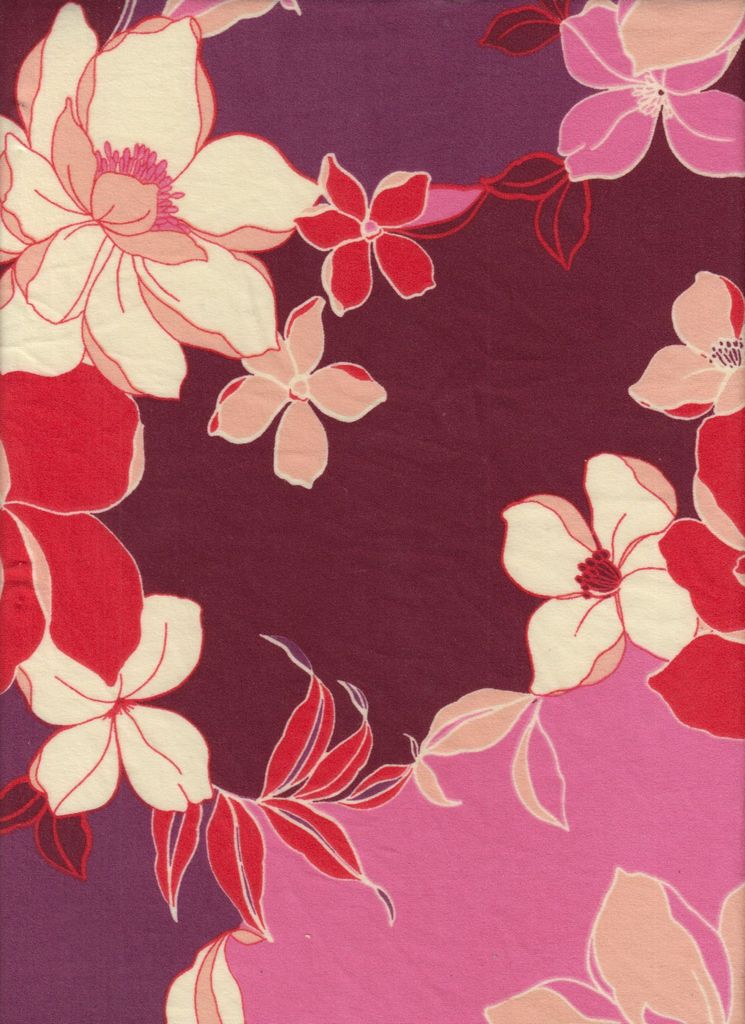 KNT2100-MS11065 / BURGUNDY/PLUM / 97%POLY 3%SPAN FLORAL/FLOWER DTY BRUSHED PRINT