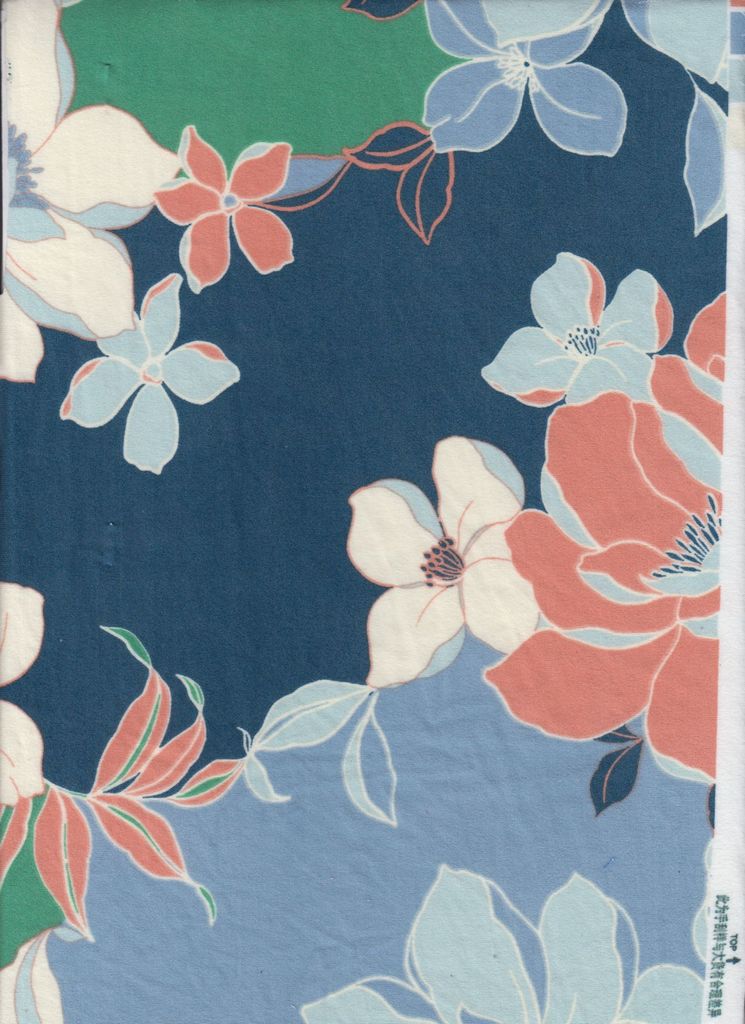 KNT2100-MS11065 / PINE/GREEN / 97%POLY 3%SPAN FLORAL/FLOWER DTY BRUSHED PRINT