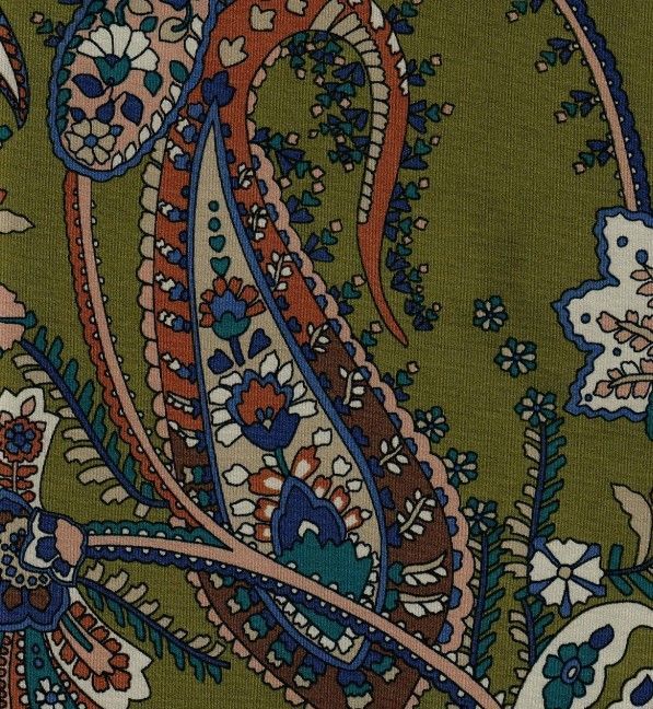 KNT1389-Q10504 / OLIVE / 96%POLY 4%SPAN DTY PAISLEY PRINT