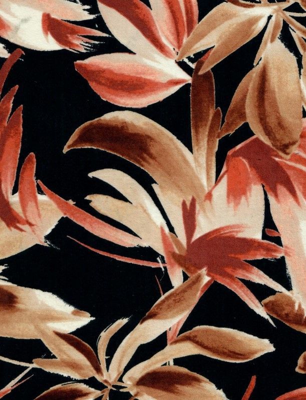 KNT2100-MS11202 / BLACK / 96%POLY 4%SPAN DTY BRUSHED LEAF/TROPICAL PRINT