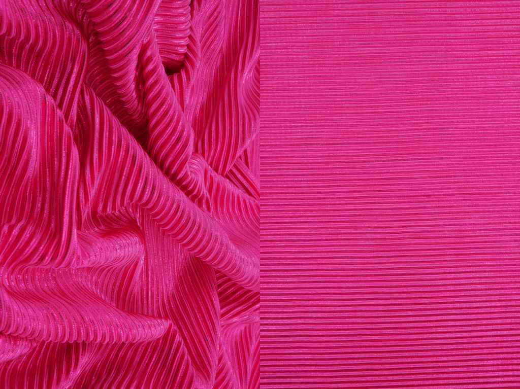 KNT4486 / FUCHSIA / 100%POLY BODRE W/FOIL/PLEATED JERSEY W/FOIL