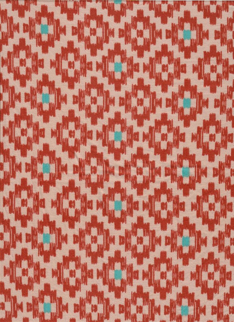 KNT2100-MS11197 / TAUPE RUST / 96%POLY 4%SPAN BRUSHED DTY GEO/TRIBAL PRINT