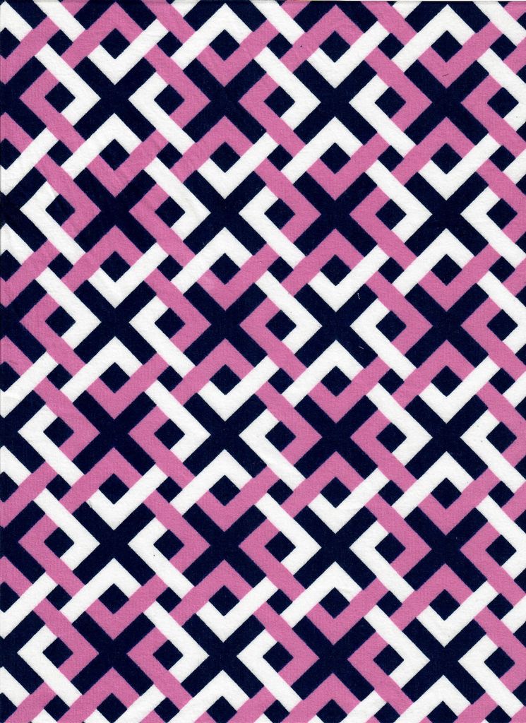 KNT2100-MS11191 / NAVY VIOLET / 96%POLY 4%SPAN BRUSHED DTY GEO PRINT